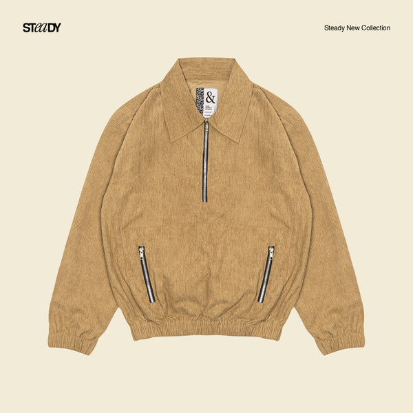 Boyle Corduroy Half Zip Jacket - Light Brown