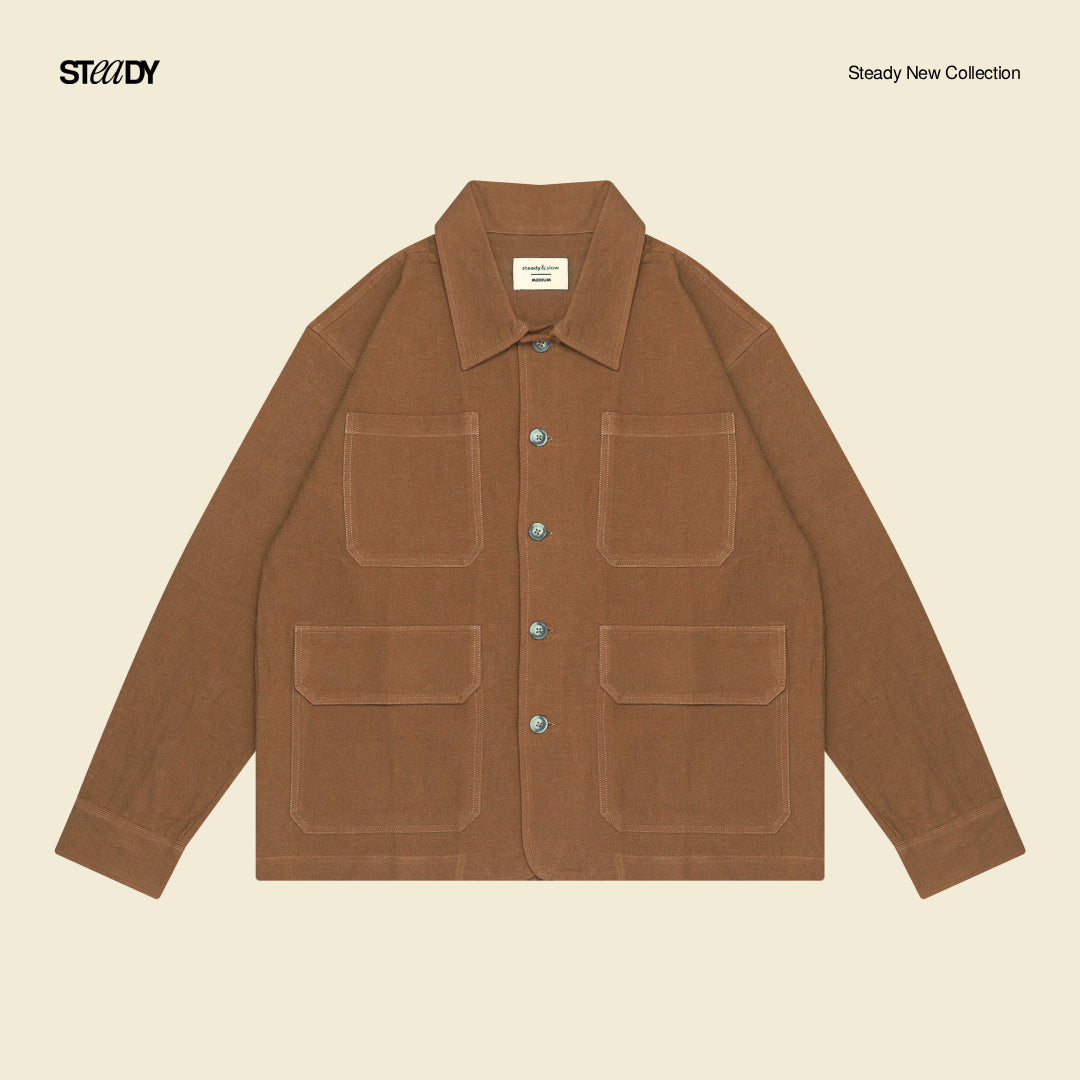 Linen Pocket Overshirt - Brown