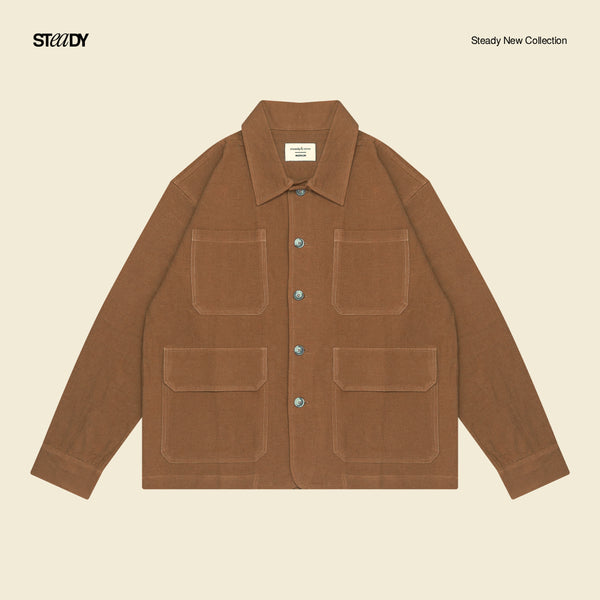 Linen Pocket Overshirt - Brown