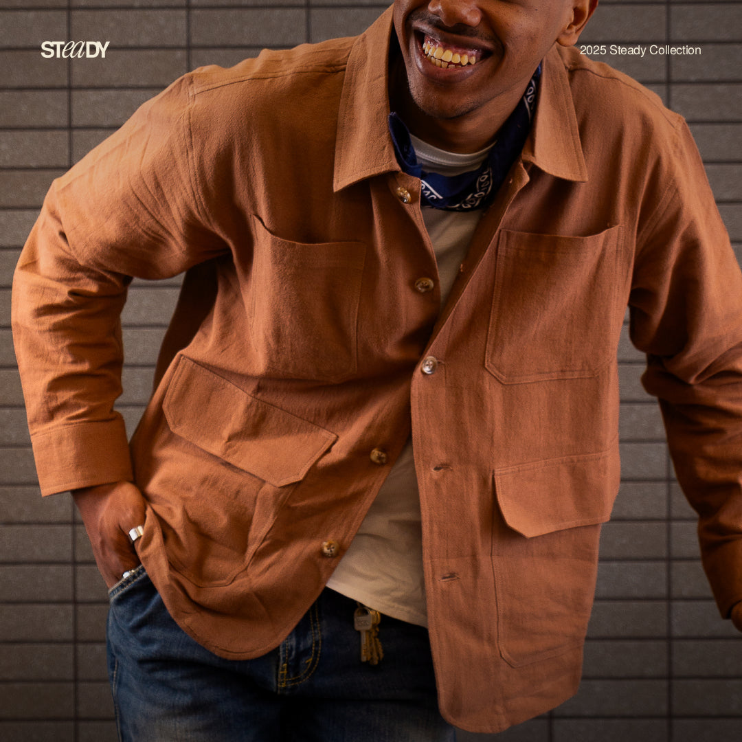 Linen Pocket Overshirt - Brown