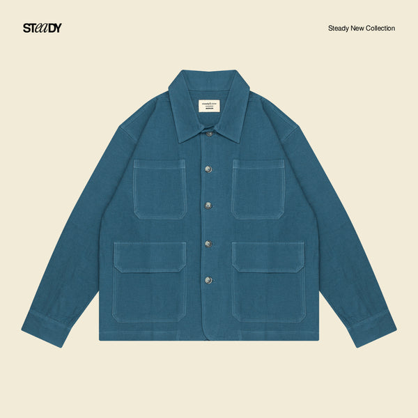 Linen Pocket Overshirt - Navy