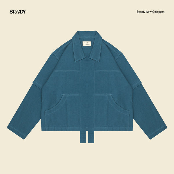 Linen Double Layer Kimono - Navy