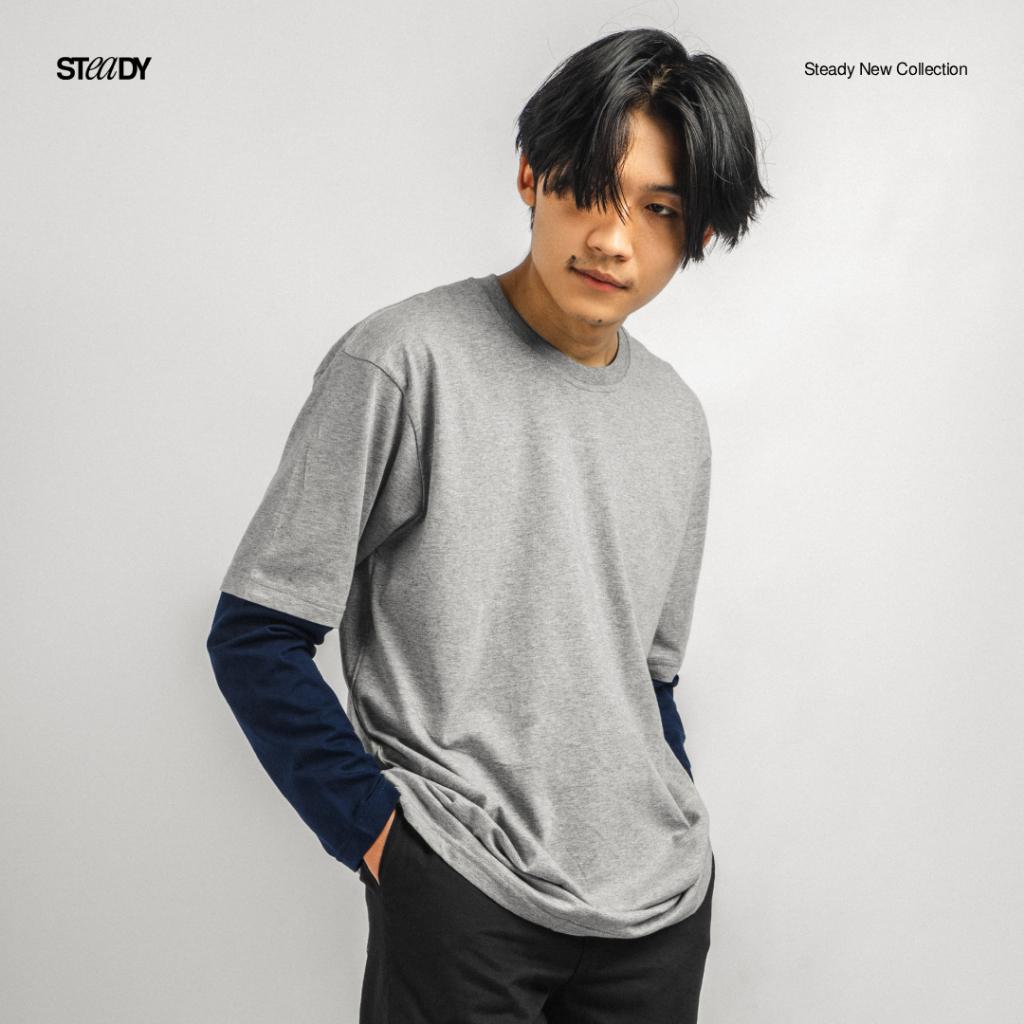 Kurt Double Layer T-Shirt - Grey Navy