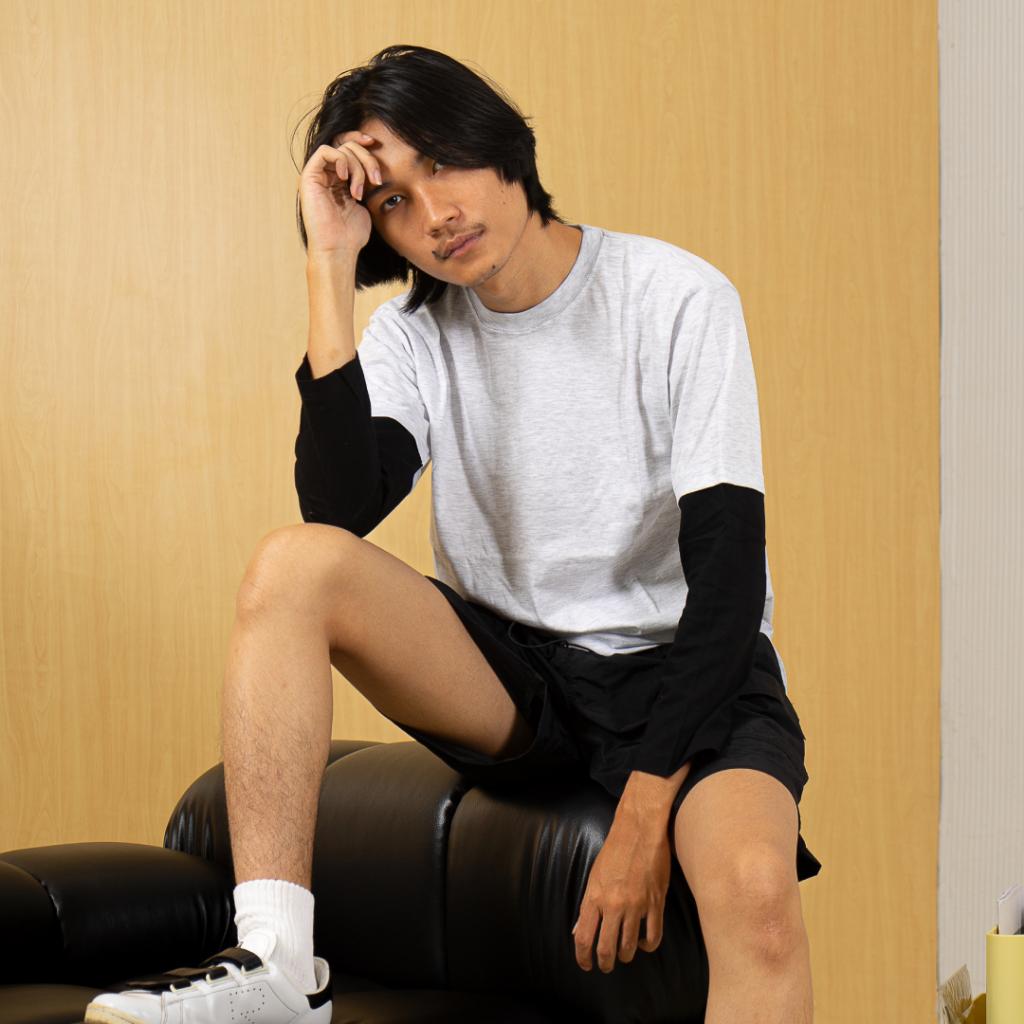 Kurt Double Layer T-Shirt - Grey Black