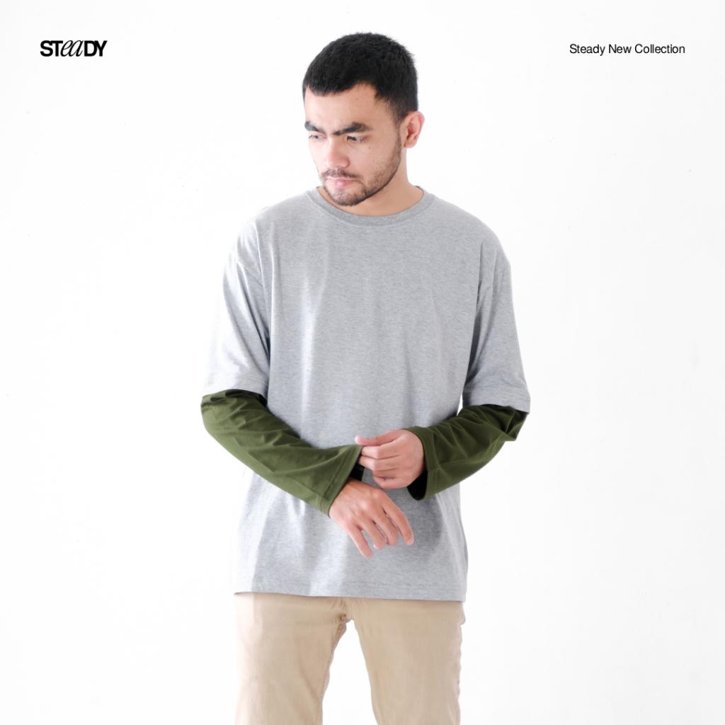 Kurt Double Layer T-Shirt - Grey Army Green