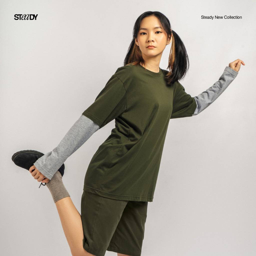 Kurt Double Layer T-Shirt - Army Green Grey