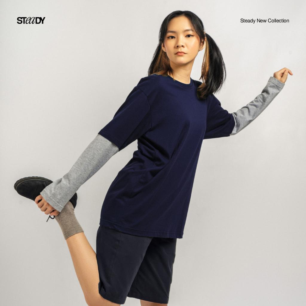Kurt Double Layer T-Shirt - Navy Grey