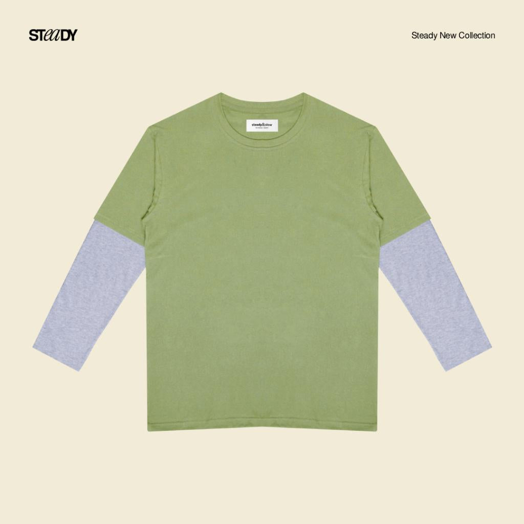Kurt Double Layer T-Shirt - Sage Grey
