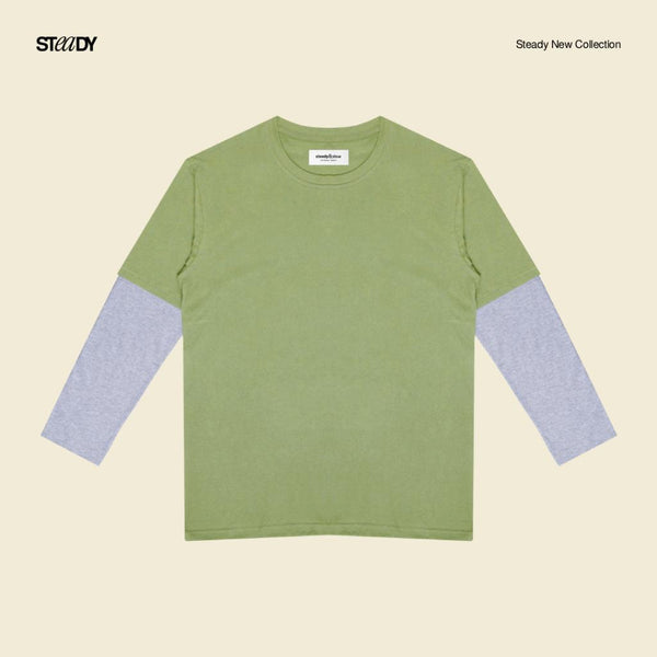 Kurt Double Layer T-Shirt - Sage Grey