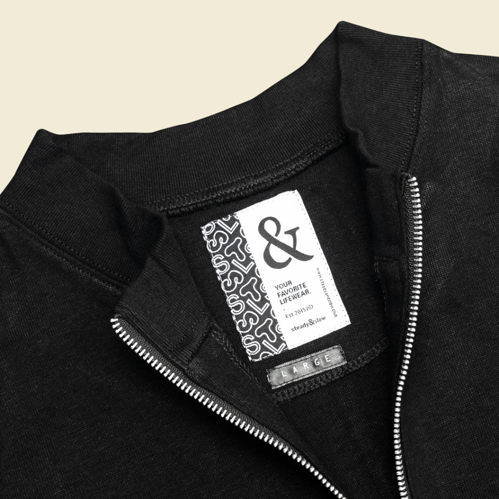 Half Zip Heavyweight 265GSM Oversized T-Shirt - Black
