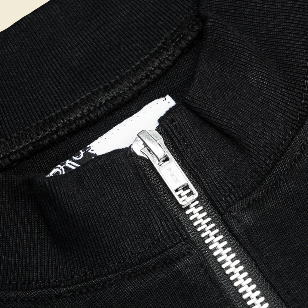 Half Zip Heavyweight 265GSM Oversized T-Shirt - Black