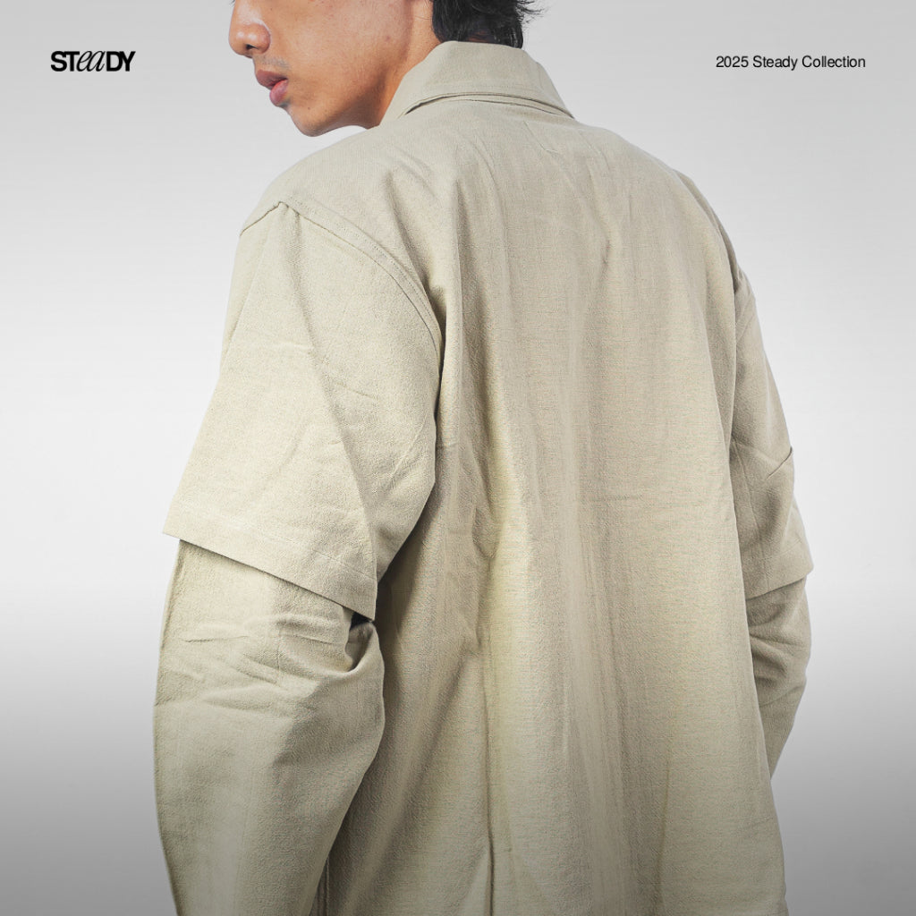 Linen Double Layer Kimono - Sage