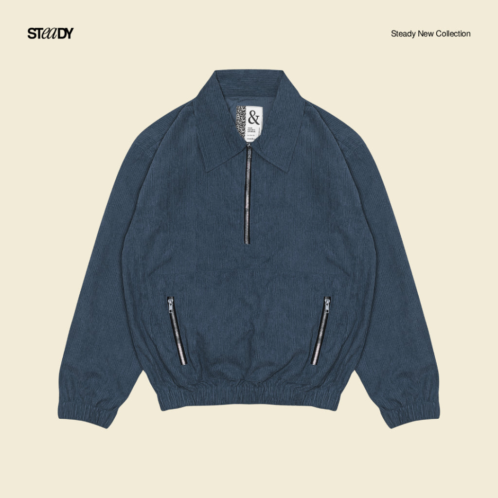 Boyle Corduroy Half Zip Jacket - Navy