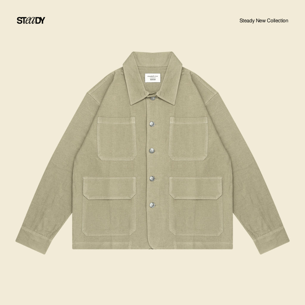 Linen Pocket Overshirt - Sage