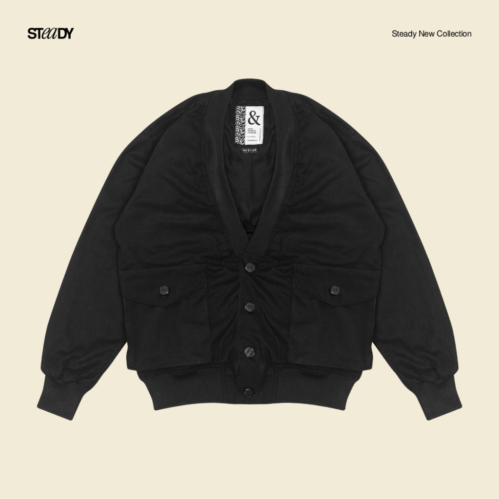 Campbell Canvas Cardigan - Black