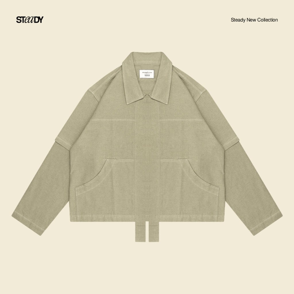 Linen Double Layer Kimono - Sage