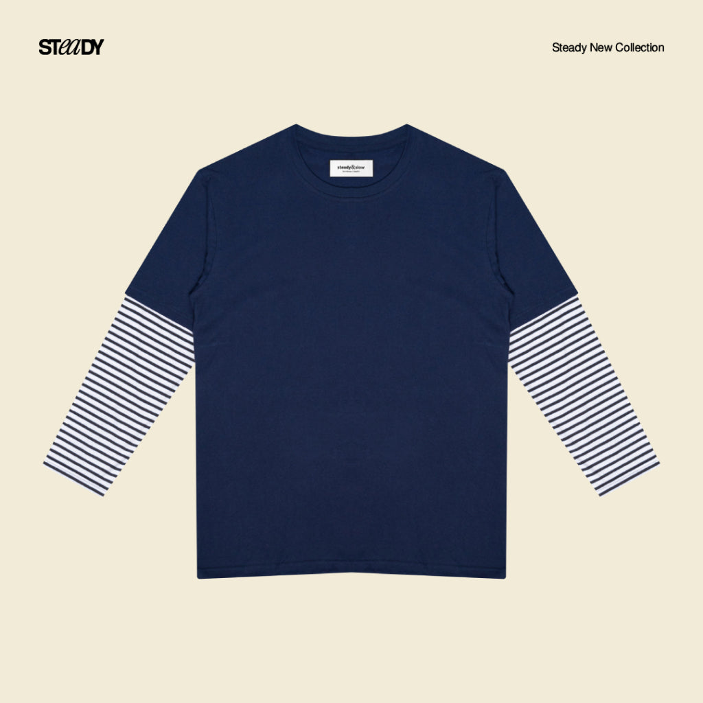 Kurt Double Layer T-Shirt - Navy Stripe