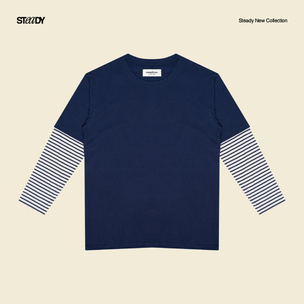 Kurt Double Layer T-Shirt - Navy Stripe