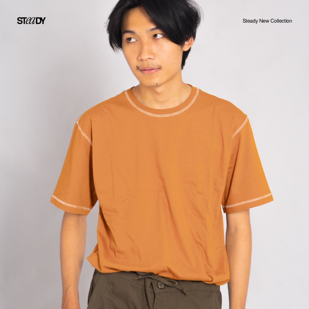 Luke Contrast Stitch Oversized T-Shirt - Yellow Mustard