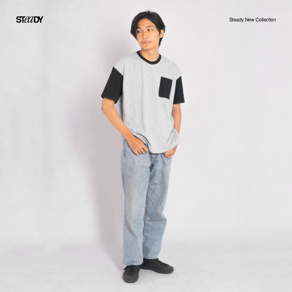 Mark Two Tone Oversized T-Shirt - Grey Black