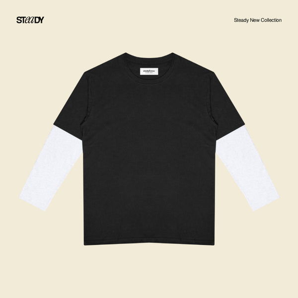 Kurt Double Layer T-Shirt - Black White
