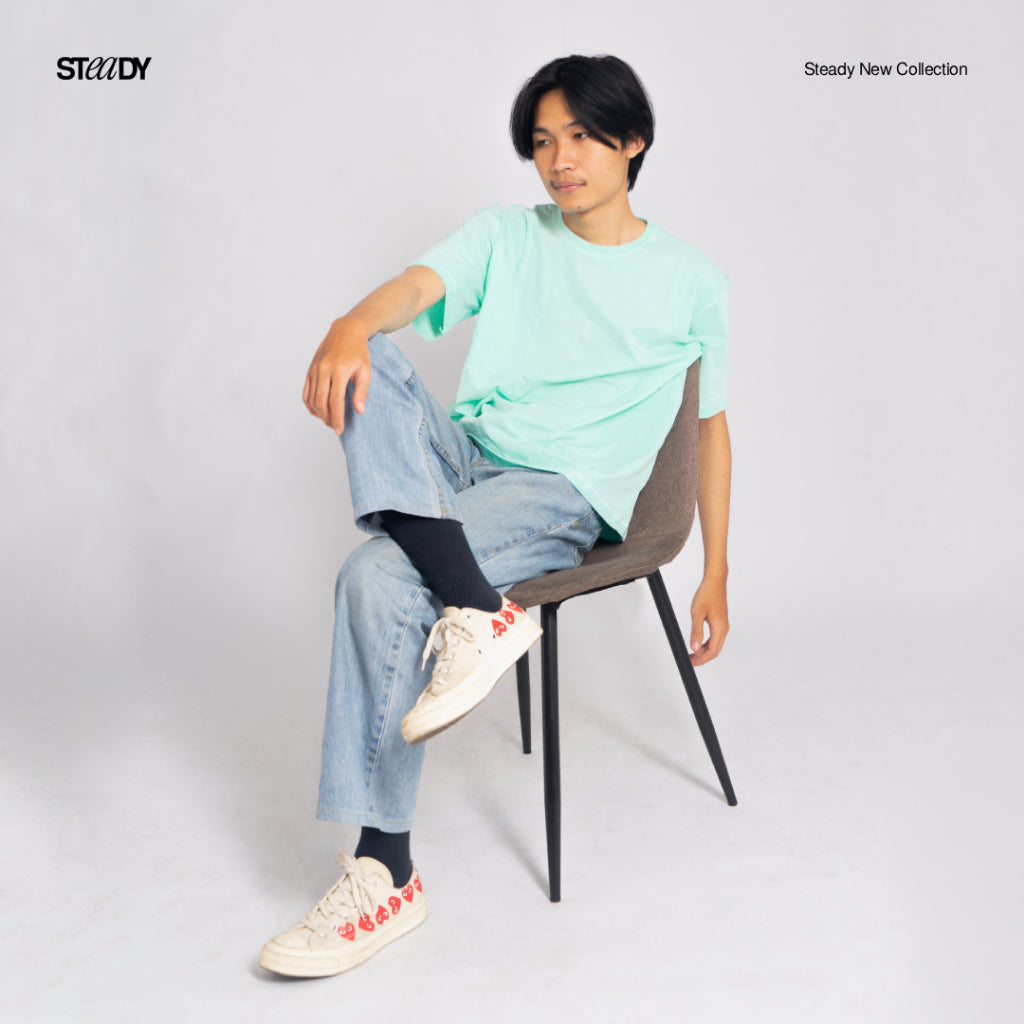 Luke Contrast Stitch Oversized T-Shirt - Mint