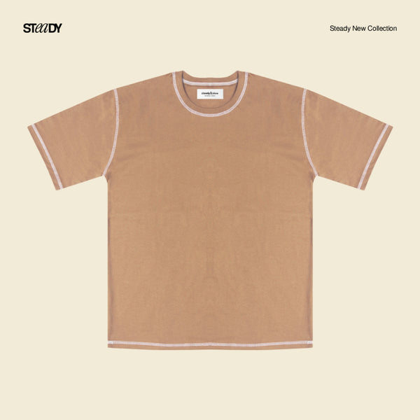 Luke Contrast Stitch Oversized T-Shirt - Brown