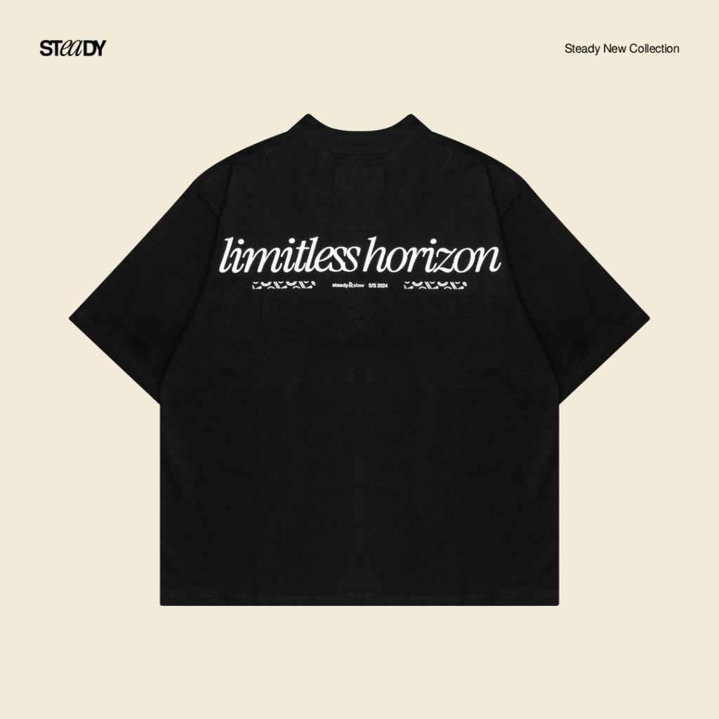 Half Zip Heavyweight 265GSM Oversized T-Shirt - Black