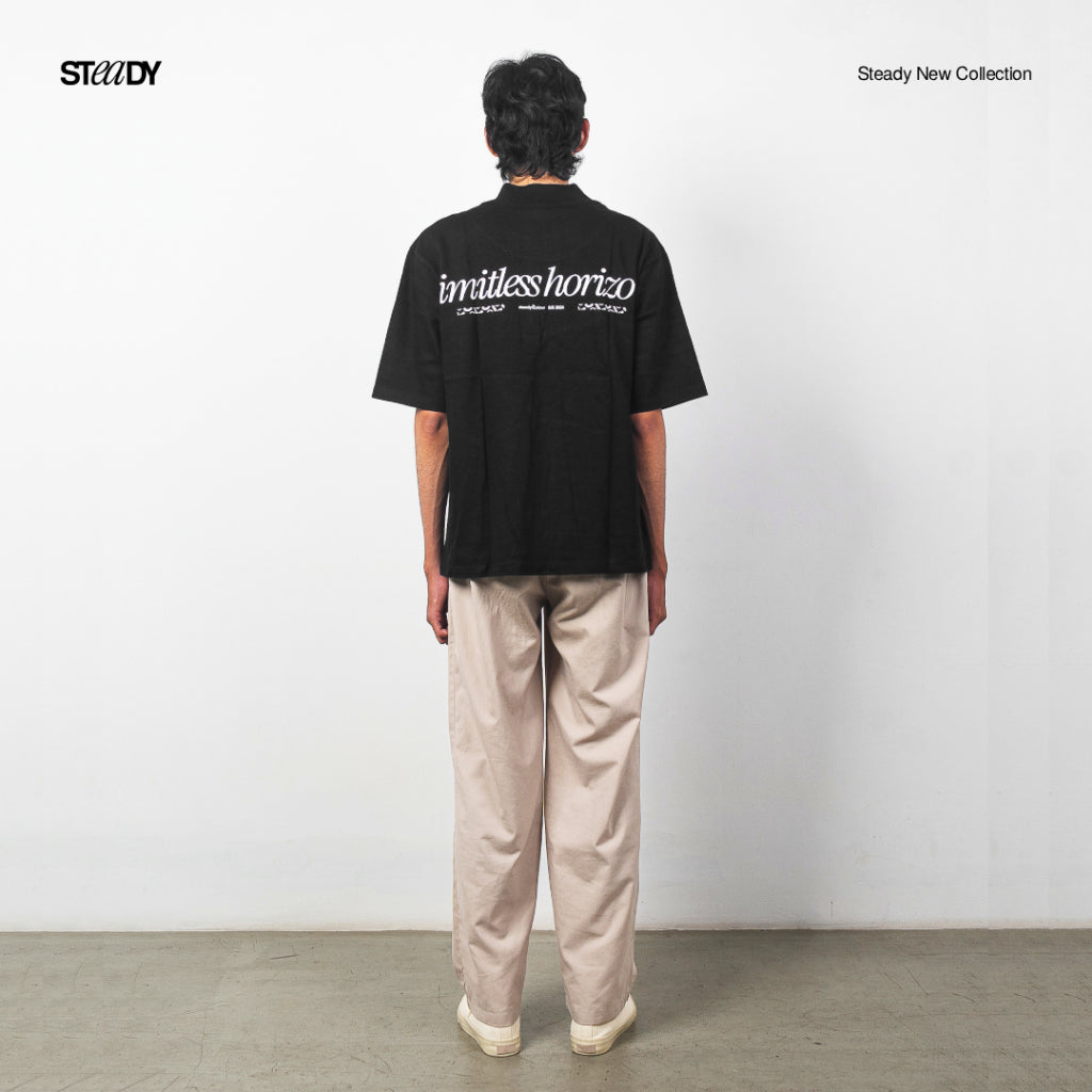 Half Zip Heavyweight 265GSM Oversized T-Shirt - Black