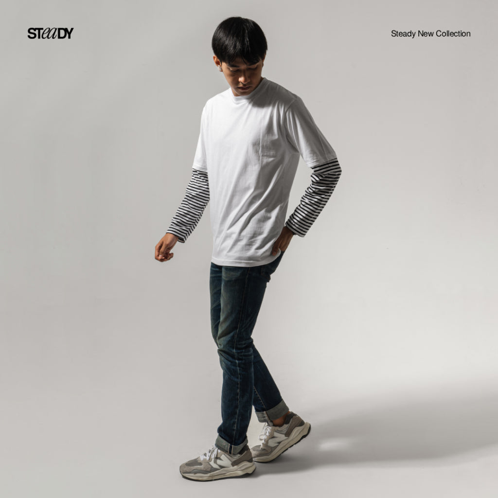Kurt Double Layer T-Shirt - White Stripe