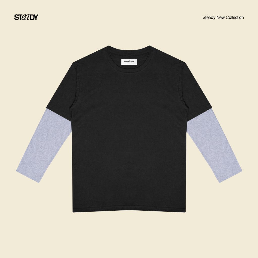 Kurt Double Layer T-Shirt - Black Grey