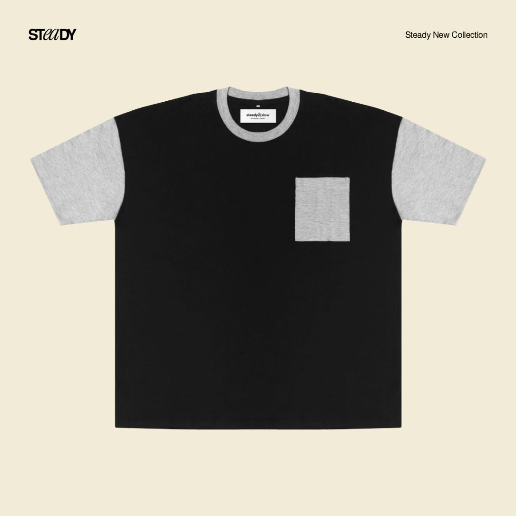 Mark Two Tone Oversized T-Shirt - Black Grey