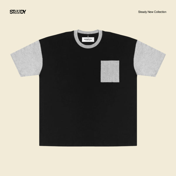 Mark Two Tone Oversized T-Shirt - Black Grey