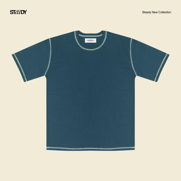 Luke Contrast Stitch Oversized T-Shirt - Atlantic Sea