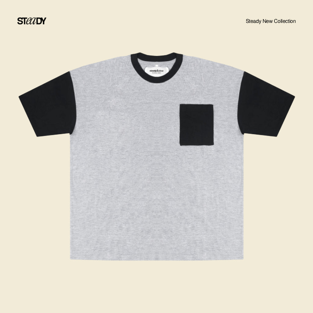 Mark Two Tone Oversized T-Shirt - Grey Black
