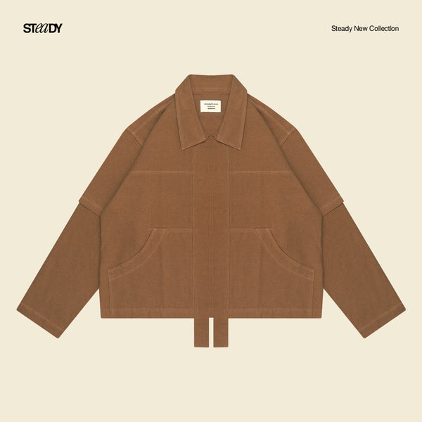 Linen Double Layer Kimono - Brown