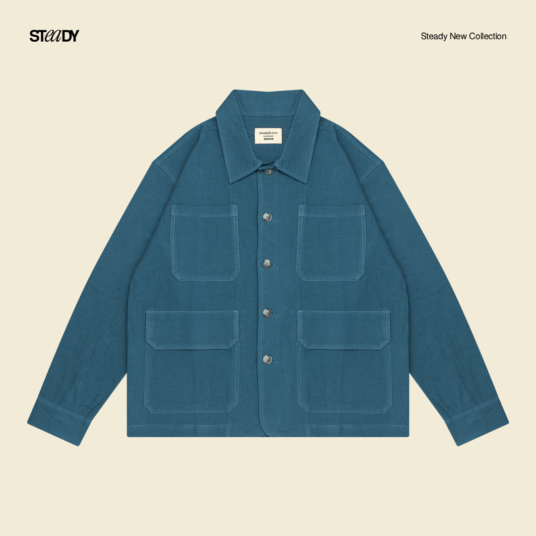 Linen Pocket Overshirt - Navy
