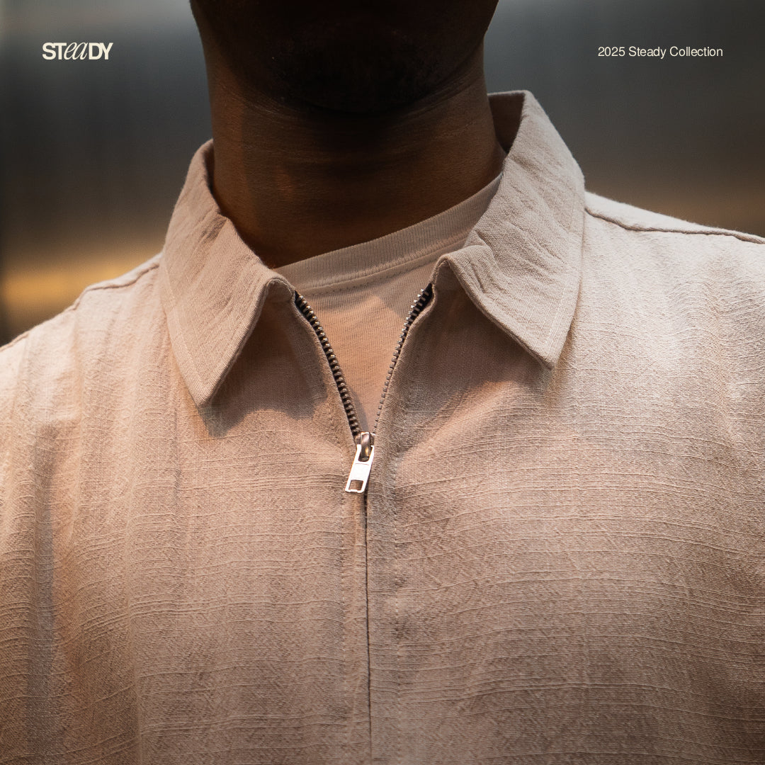 Mark Linen Pleated Boxy Shirt - Beige