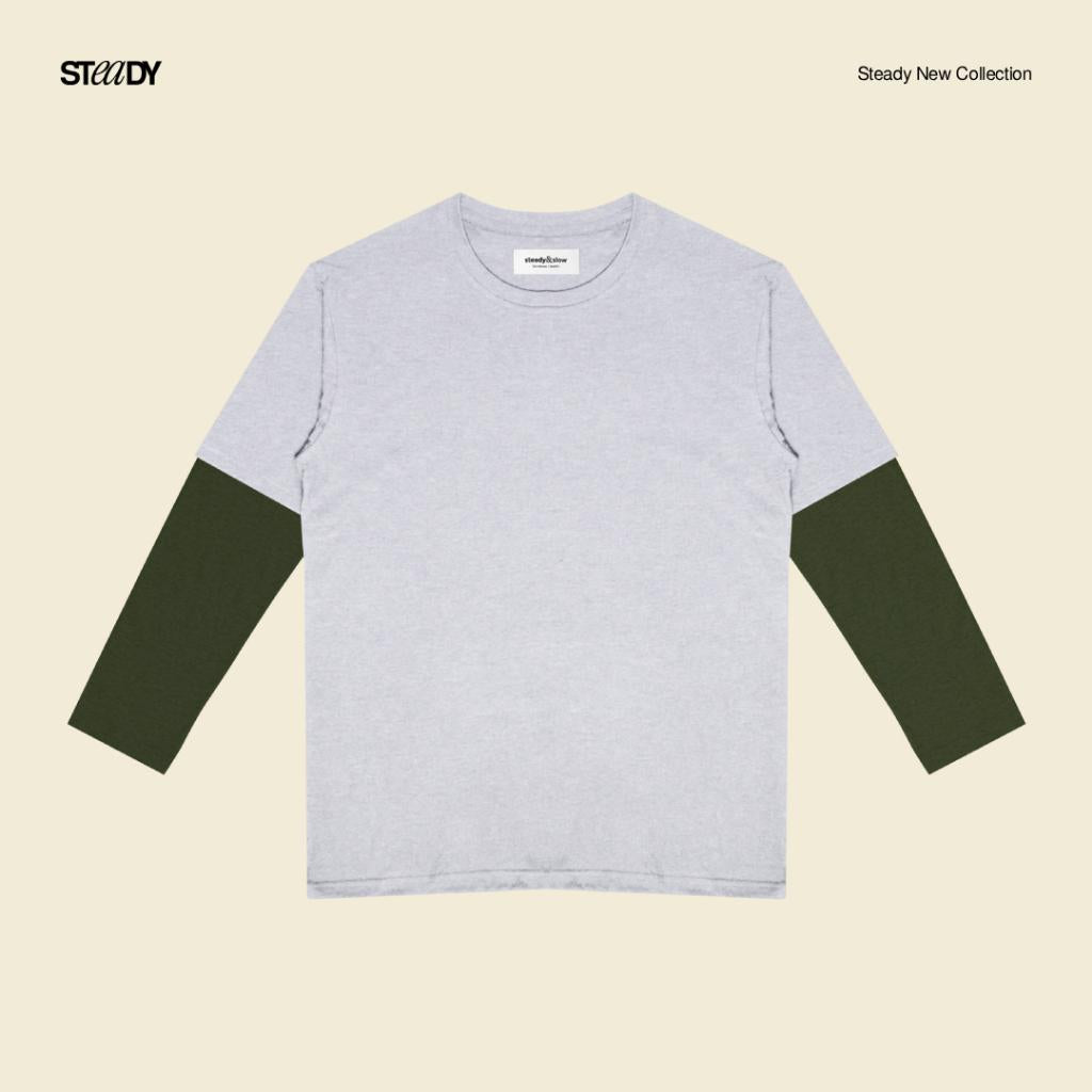 Kurt Double Layer T-Shirt - Grey Army Green