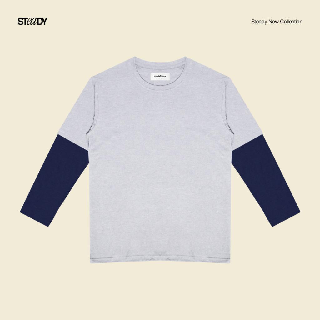 Kurt Double Layer T-Shirt - Grey Navy