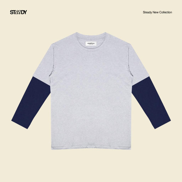 Kurt Double Layer T-Shirt - Grey Navy