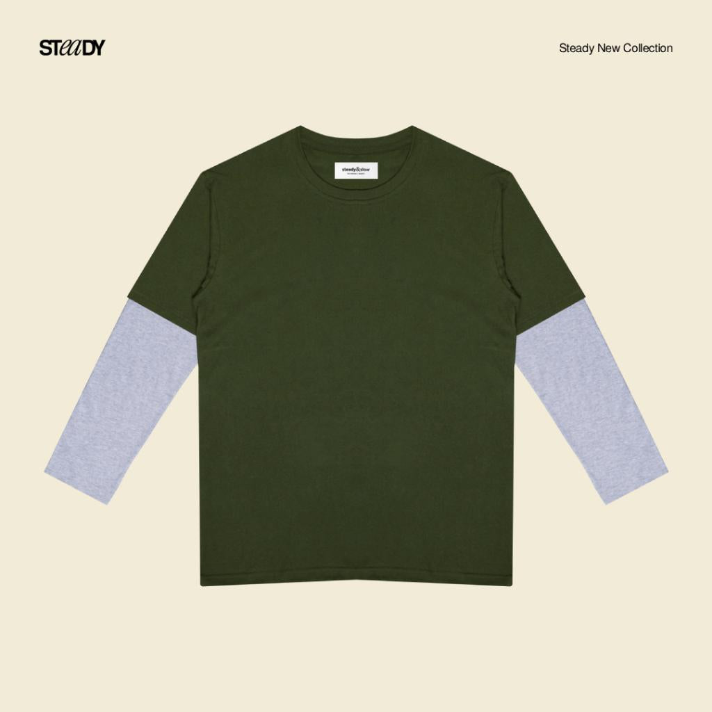 Kurt Double Layer T-Shirt -  Army Green Grey