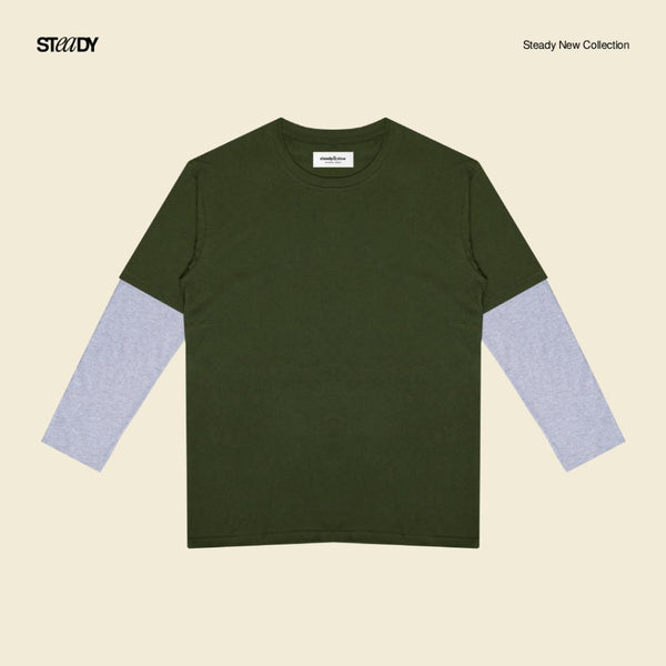 Kurt Double Layer T-Shirt -  Army Green Grey