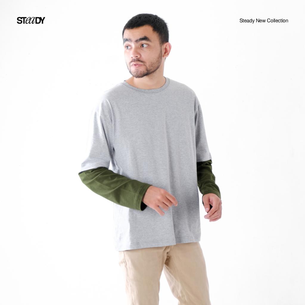 Kurt Double Layer T-Shirt - Grey Army Green