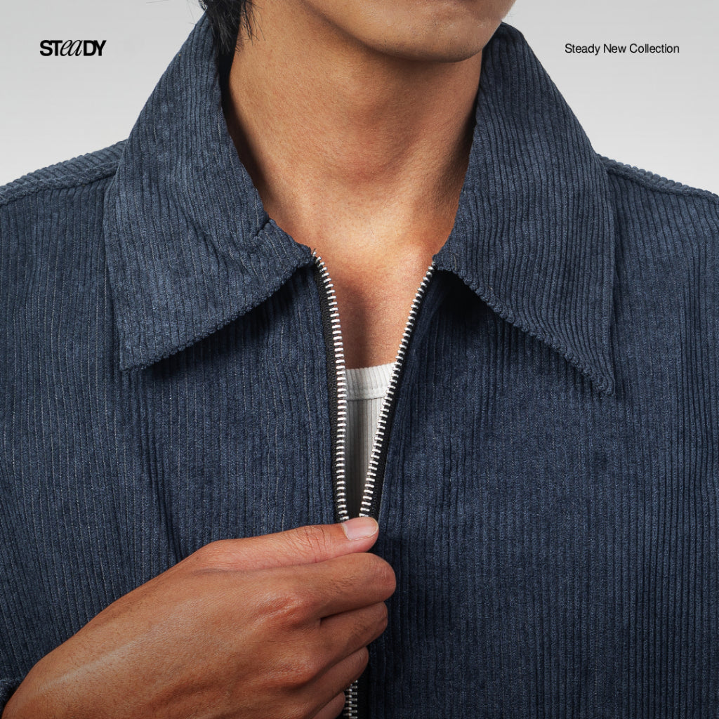 Boyle Corduroy Half Zip Jacket - Navy