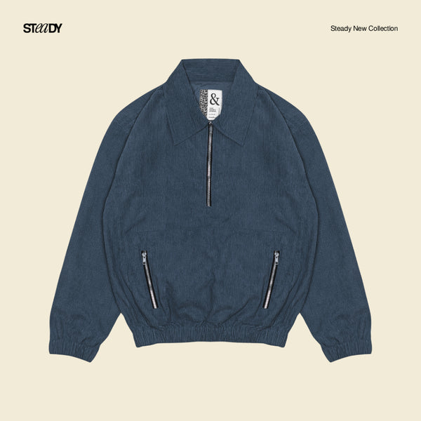 Boyle Corduroy Half Zip Jacket - Navy