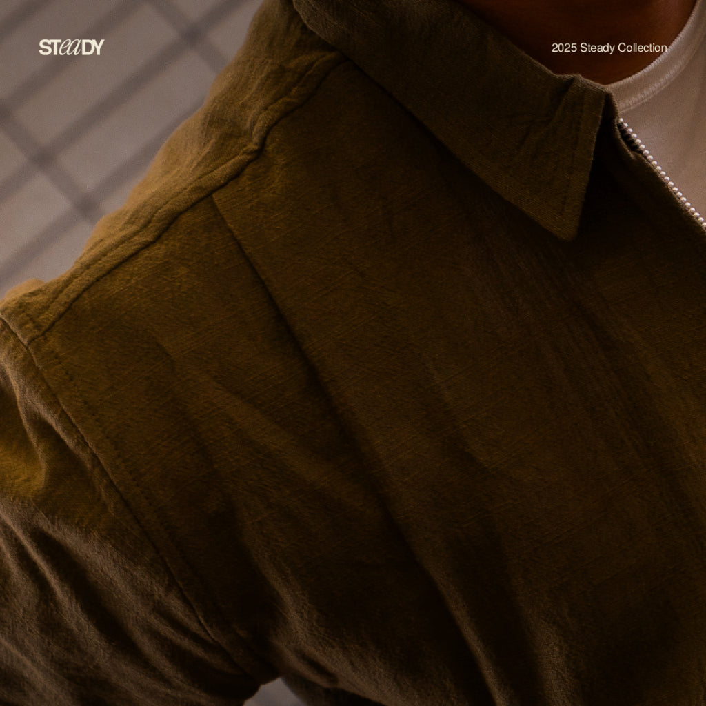 Mark Linen Pleated Boxy Shirt - Olive