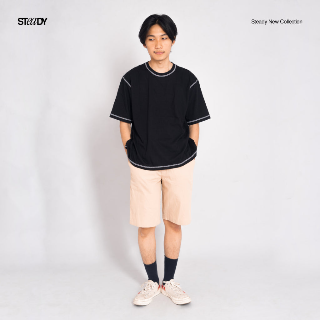Luke Contrast Stitch Oversized T-Shirt - Black