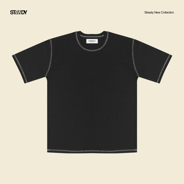 Luke Contrast Stitch Oversized T-Shirt - Black