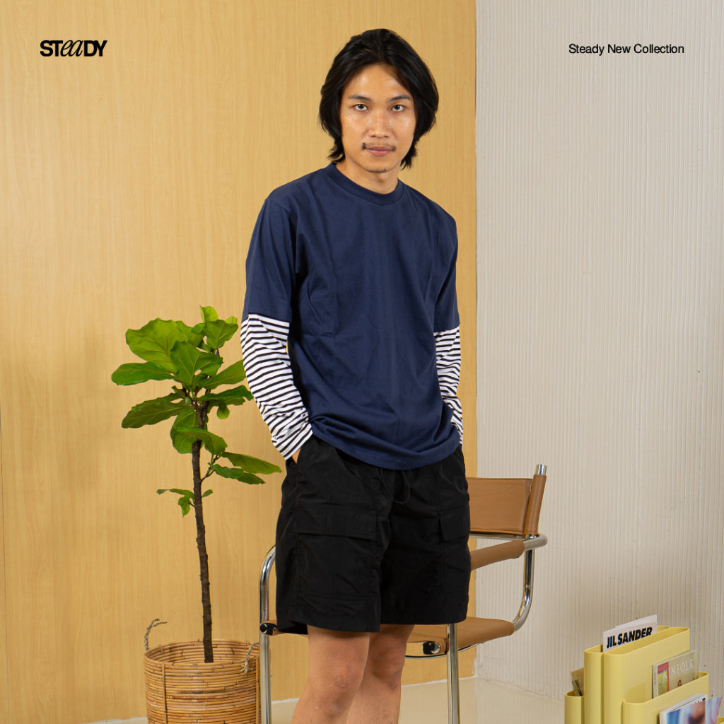 Kurt Double Layer T-Shirt - Navy Stripe